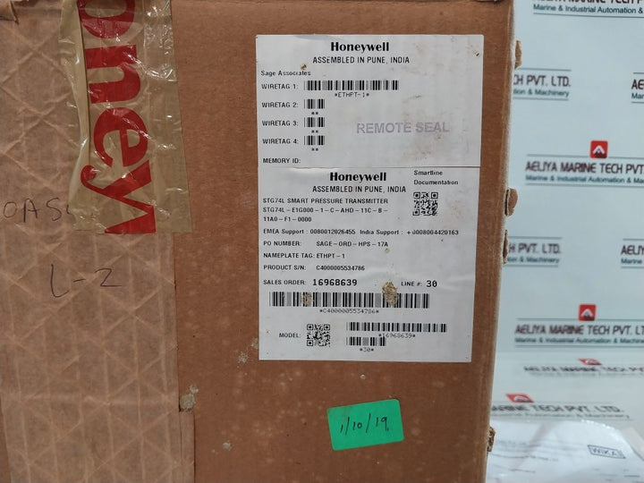 Honeywell Stg74L Pressure Transmitter Stg74L-e1G000-1-c-ahd-11C-b-11A0-f1-0000