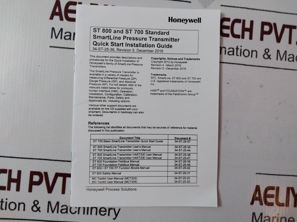 Honeywell Str82D Smart Line Pressure Transmitters