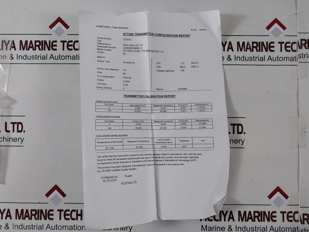 Honeywell Stt25H-0-ene-tte-m00-0D0-00-1J-0 Temperature Transmitter