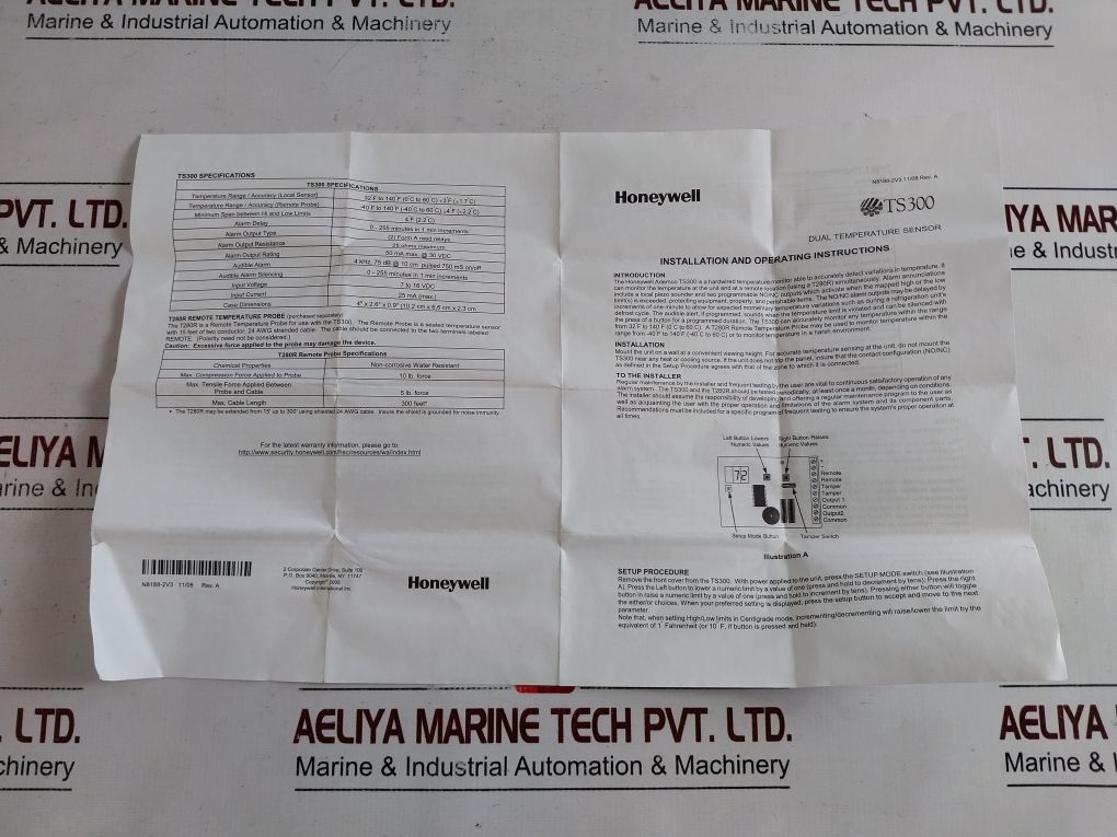 Honeywell Ts-300 Dual Temperature Sensor
