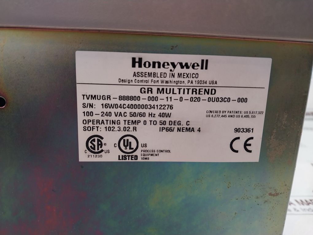 Honeywell Tvmugr-888800-000-11-0-020-0U03C0-000 Video Graphic Recorder