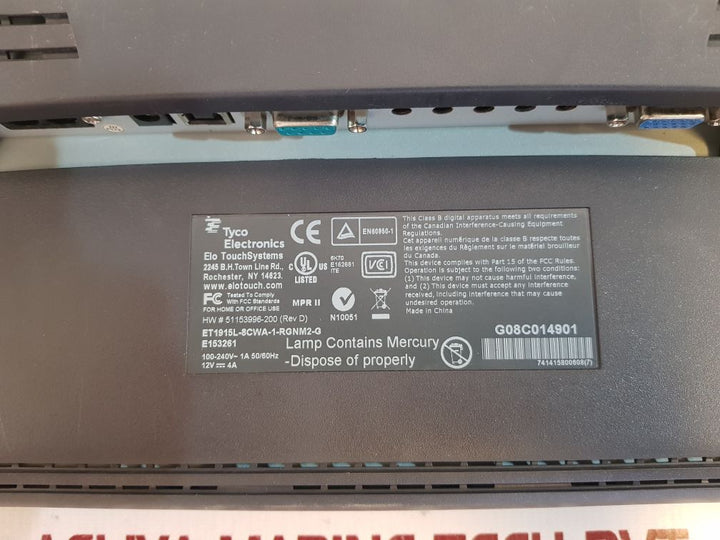 Tyco Electronics Et1915L-8Cwa-1-rgnm2-g Elo Touch Systems