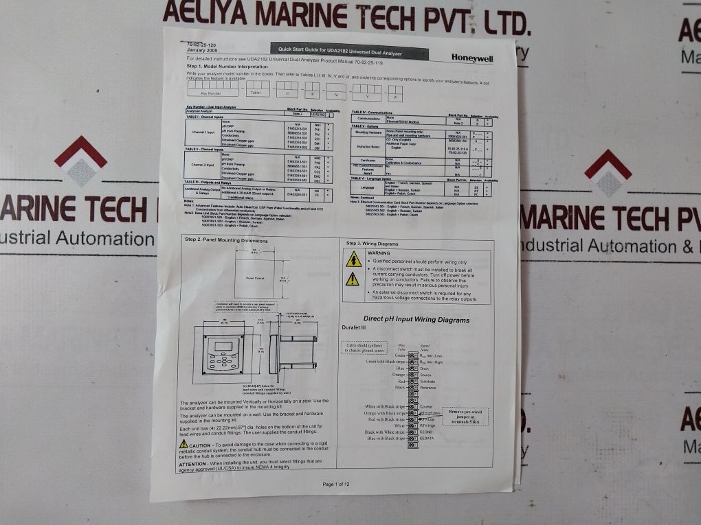 Honeywell Uda2182-cc1-nn2-nn-n-p0C0-ee Universal Dual Analyzer