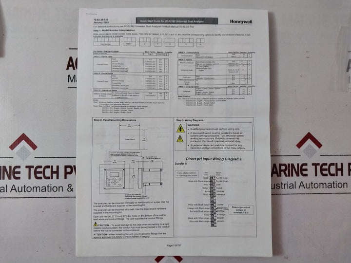 Honeywell Uda2182-db1-db2-nn-n-00C0-ee Universal Dual Analyzer
