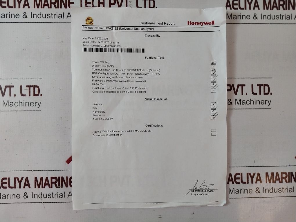 Honeywell Uda2182-ph1-cc2-nn-n-00C0-ee-000 Analytical Analyzer