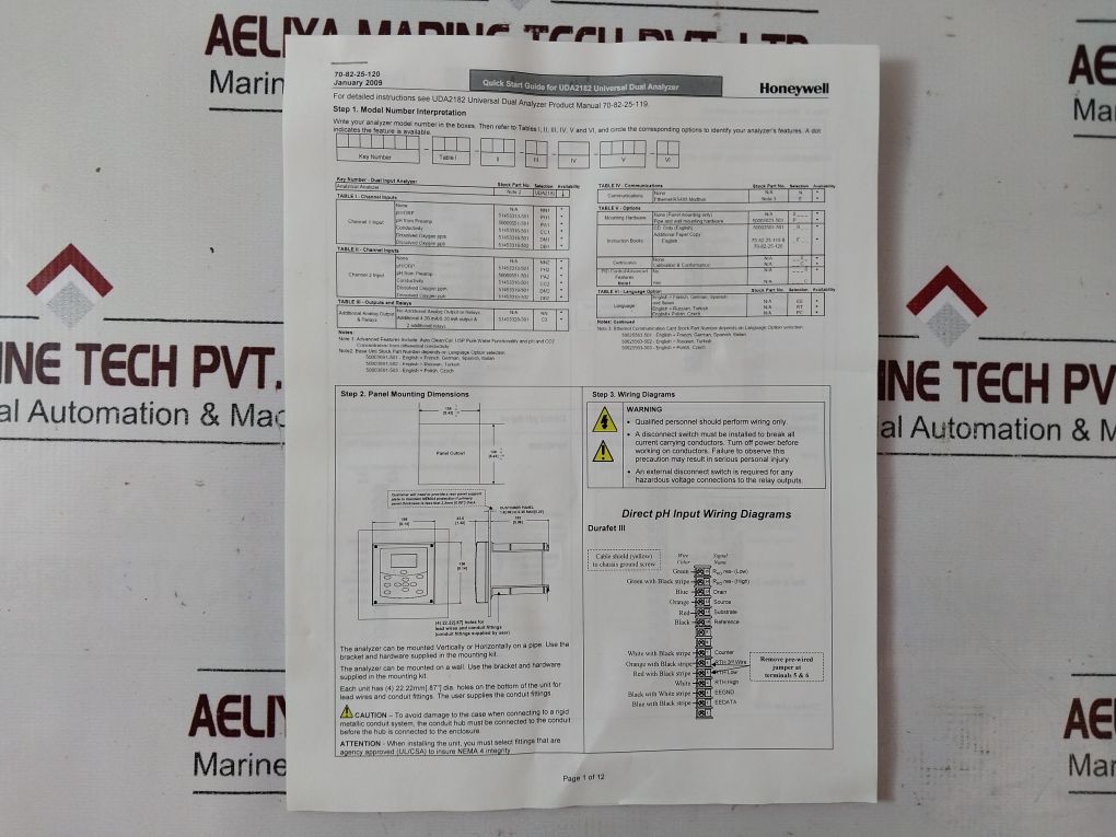 Honeywell Uda2182-ph1-nn2-nn-e-00C0-ee Universal Dual Analyzer
