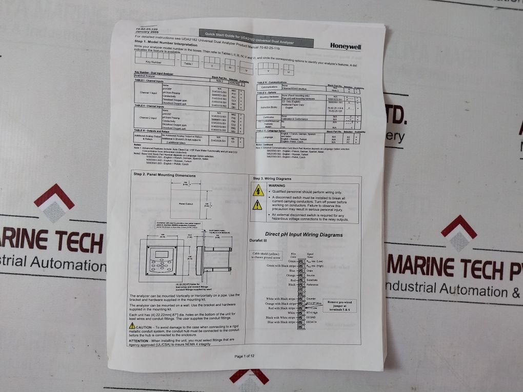 Honeywell Uda2182-ph1-nn2-nn-n-00C0-ee Universal Dual Analyzer