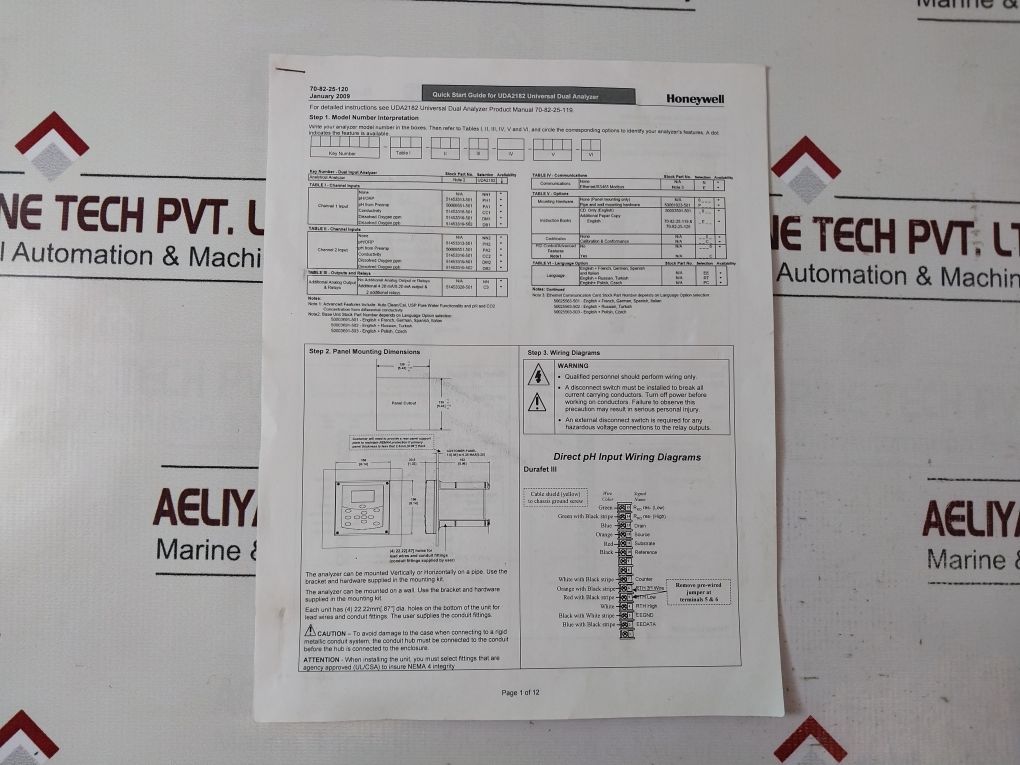 Honeywell Uda2182-ph1-nn2-nn-n-00C0-ee Universal Dual Analyzer