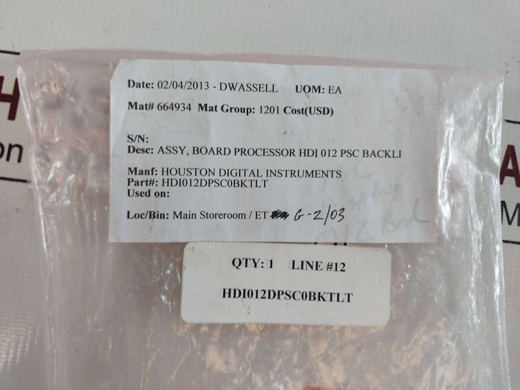 Houston Digital Instruments Hdi012Dpsc0Bktlt Assembly Board Processor