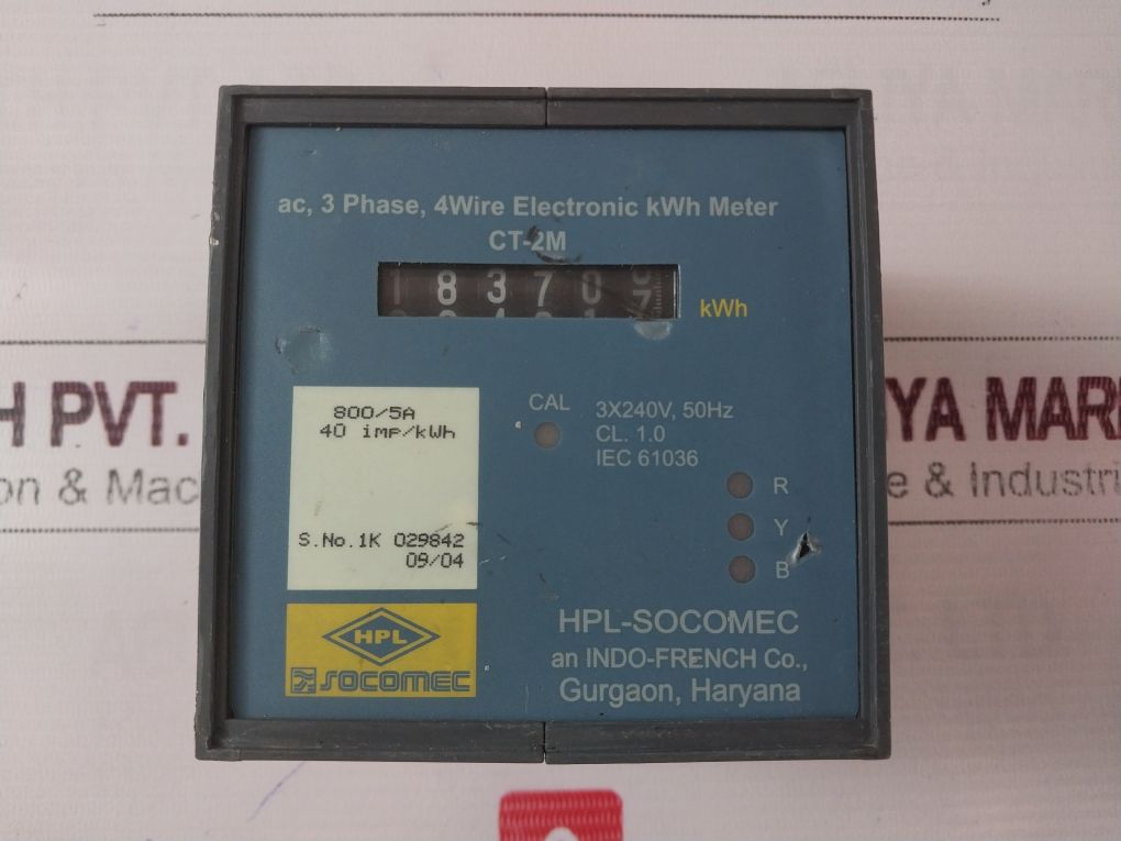 Hpl Socomec Ct-2M Electronic Kwh Meter 3 Phase