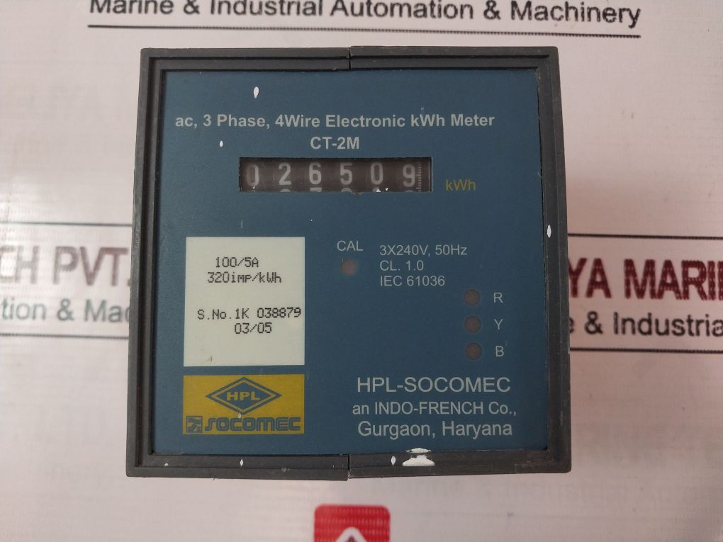 Hpl-socomec Ct-2M, 3 Phase 4Wire Electronic Kwh Meter