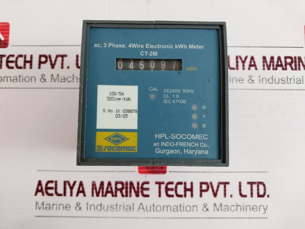 Hpl-socomec Ct-2M Ac, 3 Phase, 4 Wire Electronic Kwh Meter 3X240V 50Hz