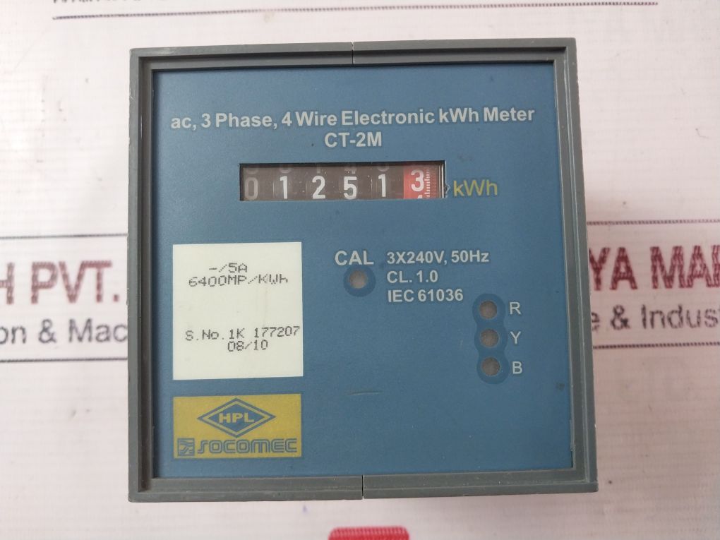 Hpl Socomec Ct-2M Electronic Kwh Meter 6400 Mp/Kwh