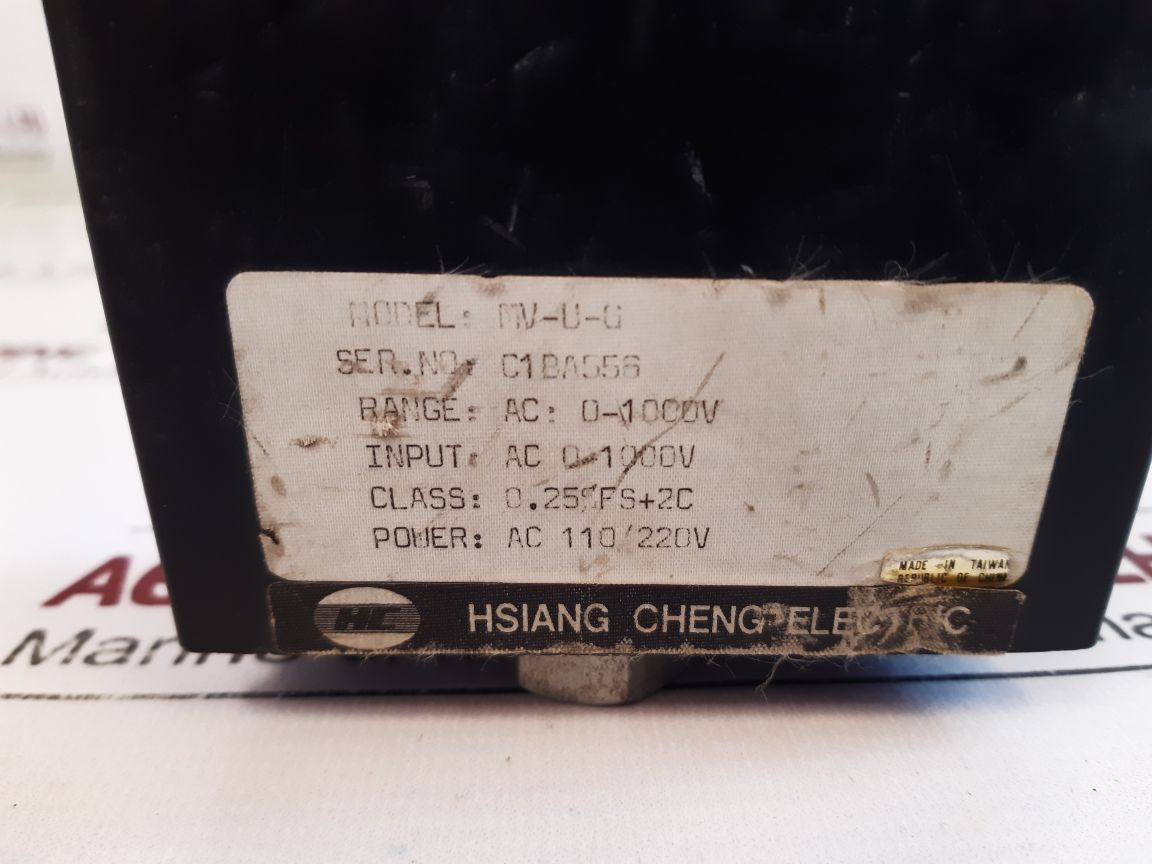 Hsiang Cheng Electric Mv-u-6 Voltage Panel Meter
