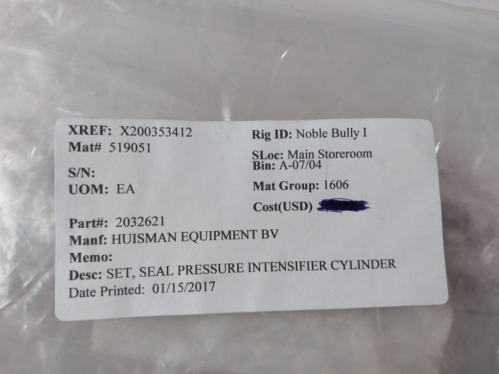 Huisman 2032621 For Pressure Intensifier Cylinder Seal Set