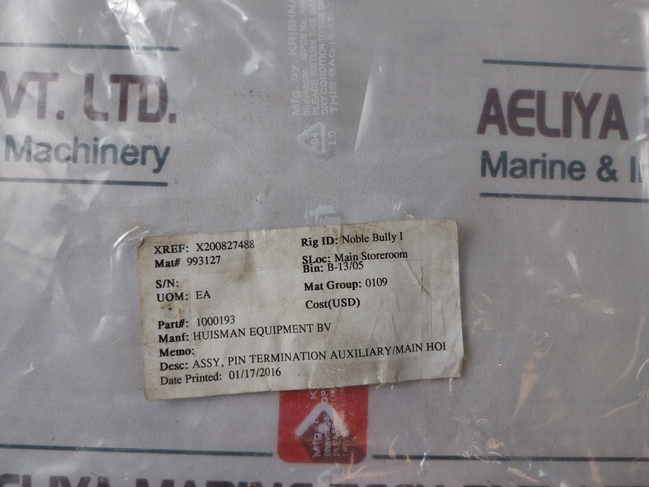 Huisman Equipment 1000193 Aux Hoist Termination Pin Assembly