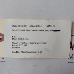 Huisman Equipment 2032559 Seal Set