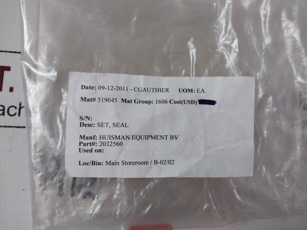 Huisman Equipment 2032560 Seal Set Kit