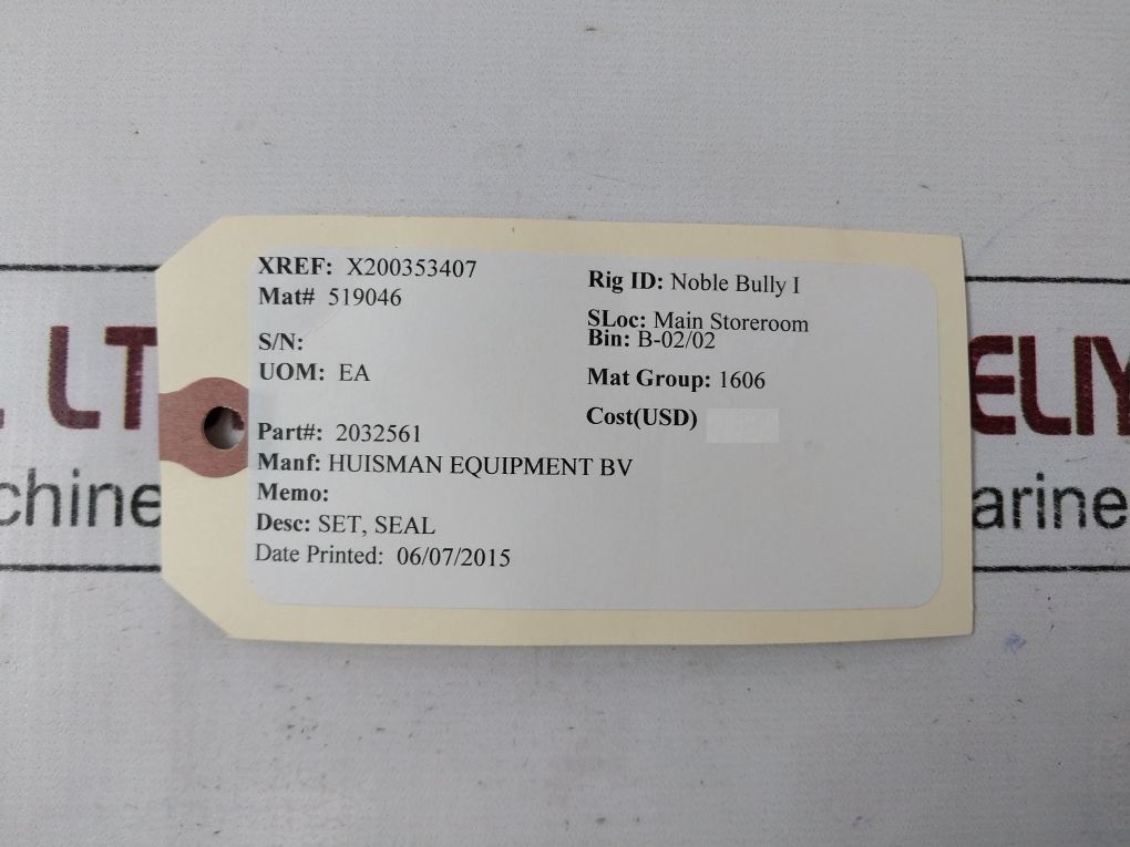 Huisman Equipment 2032561 Seal Set Kit