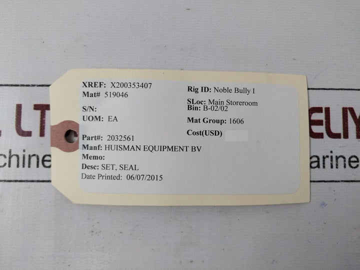 Huisman Equipment 2032561 Seal Set Kit