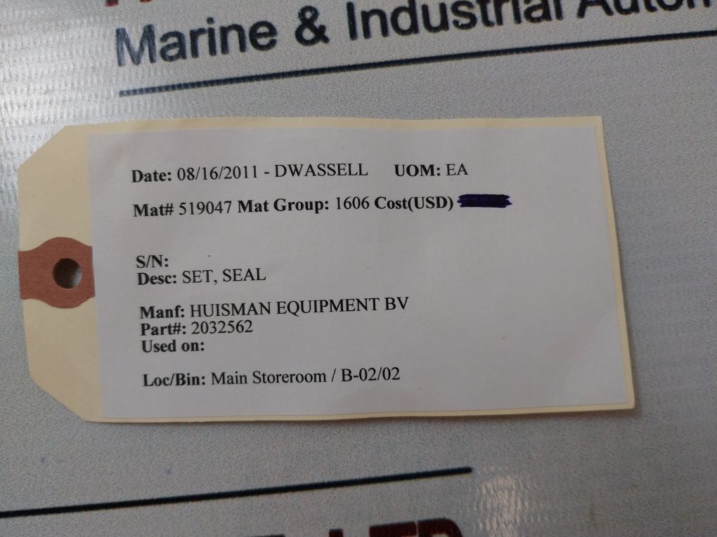 Huisman Equipment 2032562 Seal Set