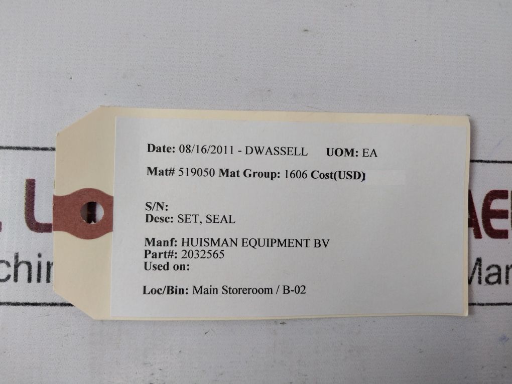 Huisman Equipment 2032565 Seal Set Kit