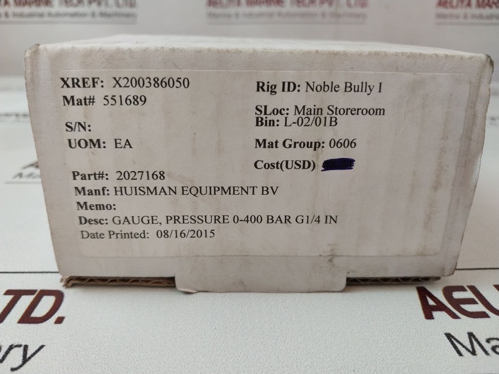 Huisman Kl.1.6 Pressure Gauge 0-400 Bar
