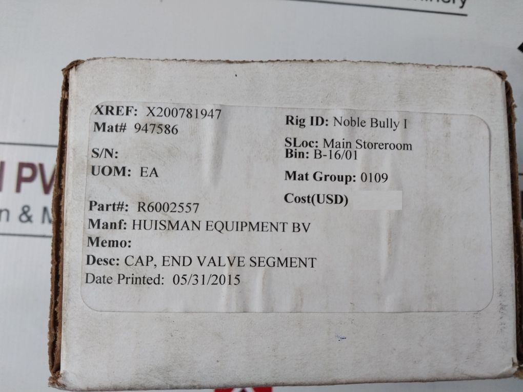 Huisman R6002557 End Cap Valve Segment