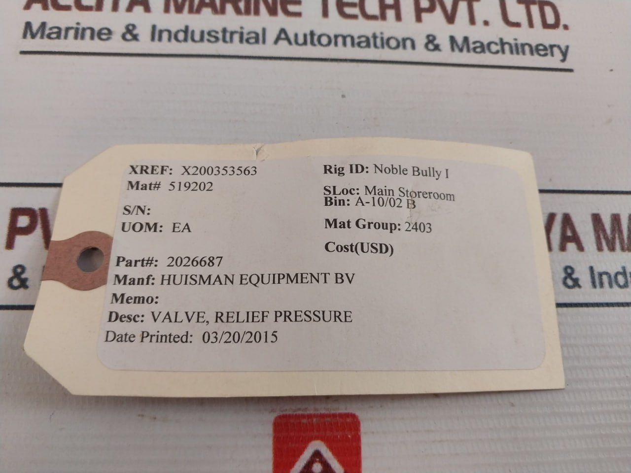 Hydac Gsv6-20-ce 1637 Relief Pressure Valve 2026687