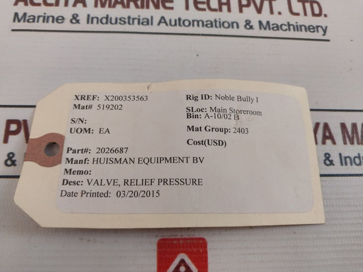 Hydac Gsv6-20-ce 1637 Relief Pressure Valve 2026687