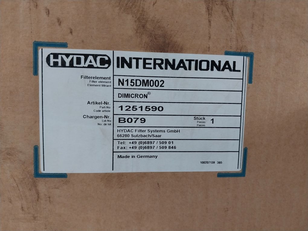 Hydac N15Dm002 Filter Element