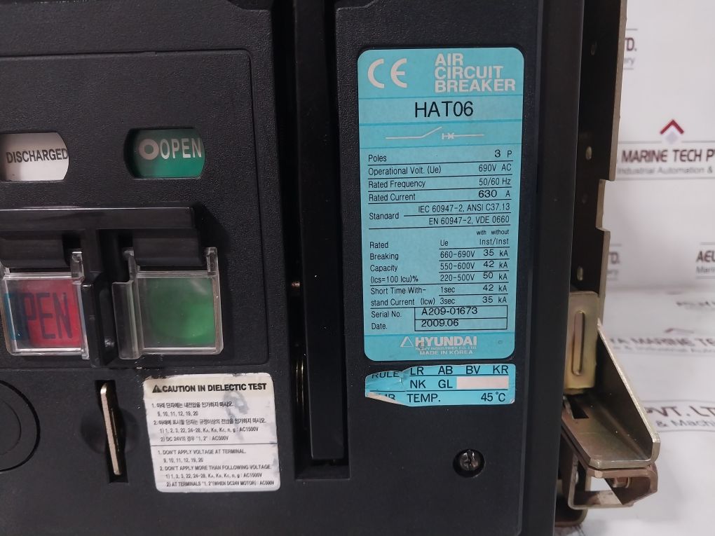 Hyundai Aor-1S-as Over Current Trip 326A Ct 630/5A