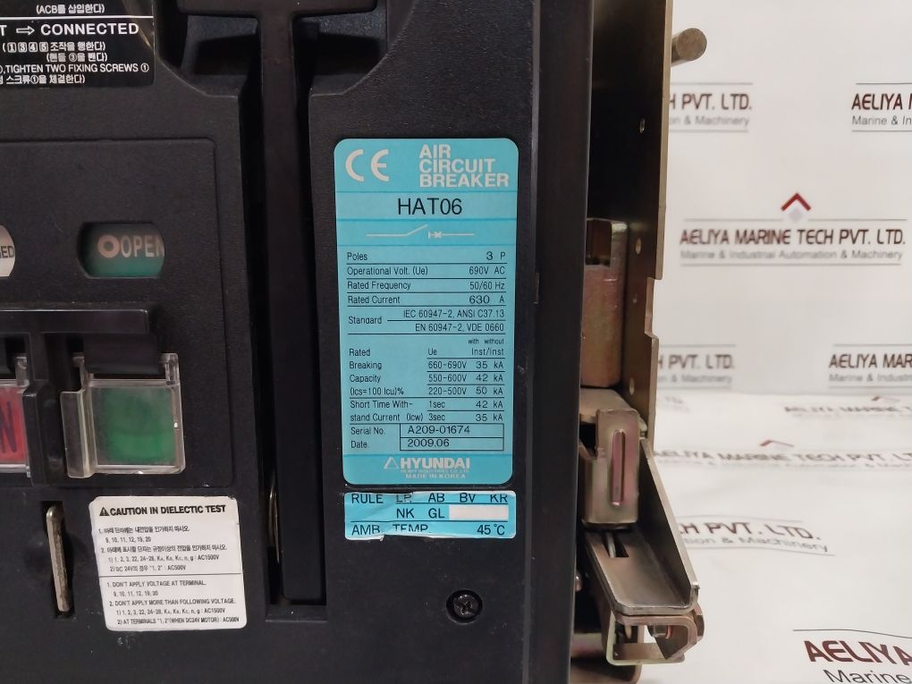 Hyundai Hat06 Air Circuit Breaker 690V Ac