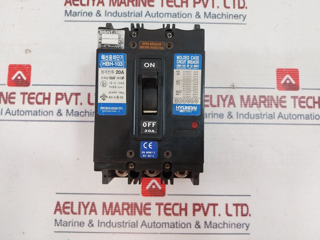 Hyundai Hbh-103 Molded Case Circuit Breaker Ac440V 
