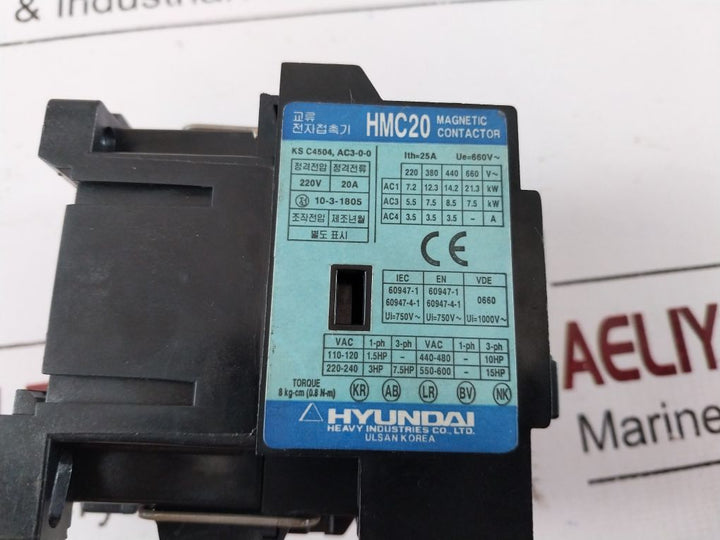 Hyundai Hmc20 W11 Magnetic Contactor 230V 50Hz 230...250V 60Hz