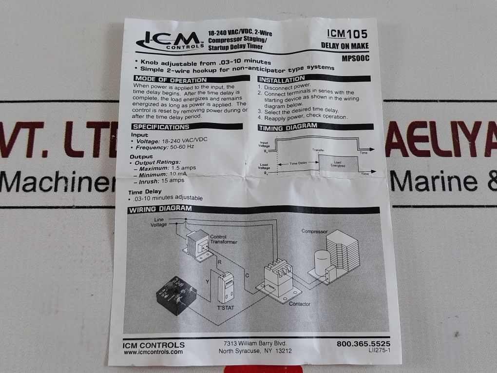 Icm Controls Icm 105 Delay On Make Timer Relay