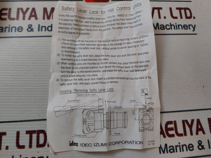 Idec Hw-cb11 Selector Switch Hw1S-21T11 600V