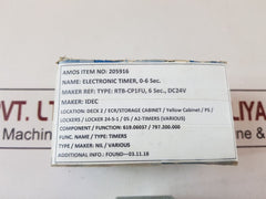 Idec Izumi Rtb Electronic Timer Rtb-cp1Fu 0-6 Seconds