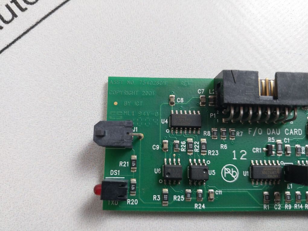Igt 7540260W Fiber Optic Daughter Board Rev: A