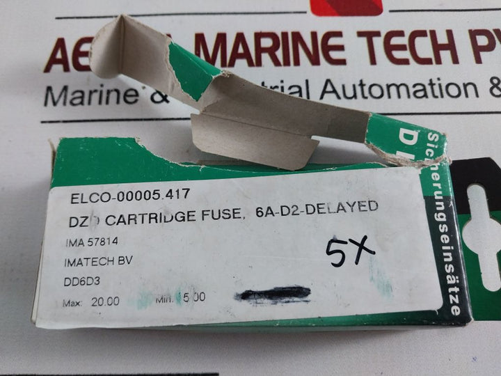 Lot Of 2X Imatech Dii 6A 500V Cartridge Fuse
