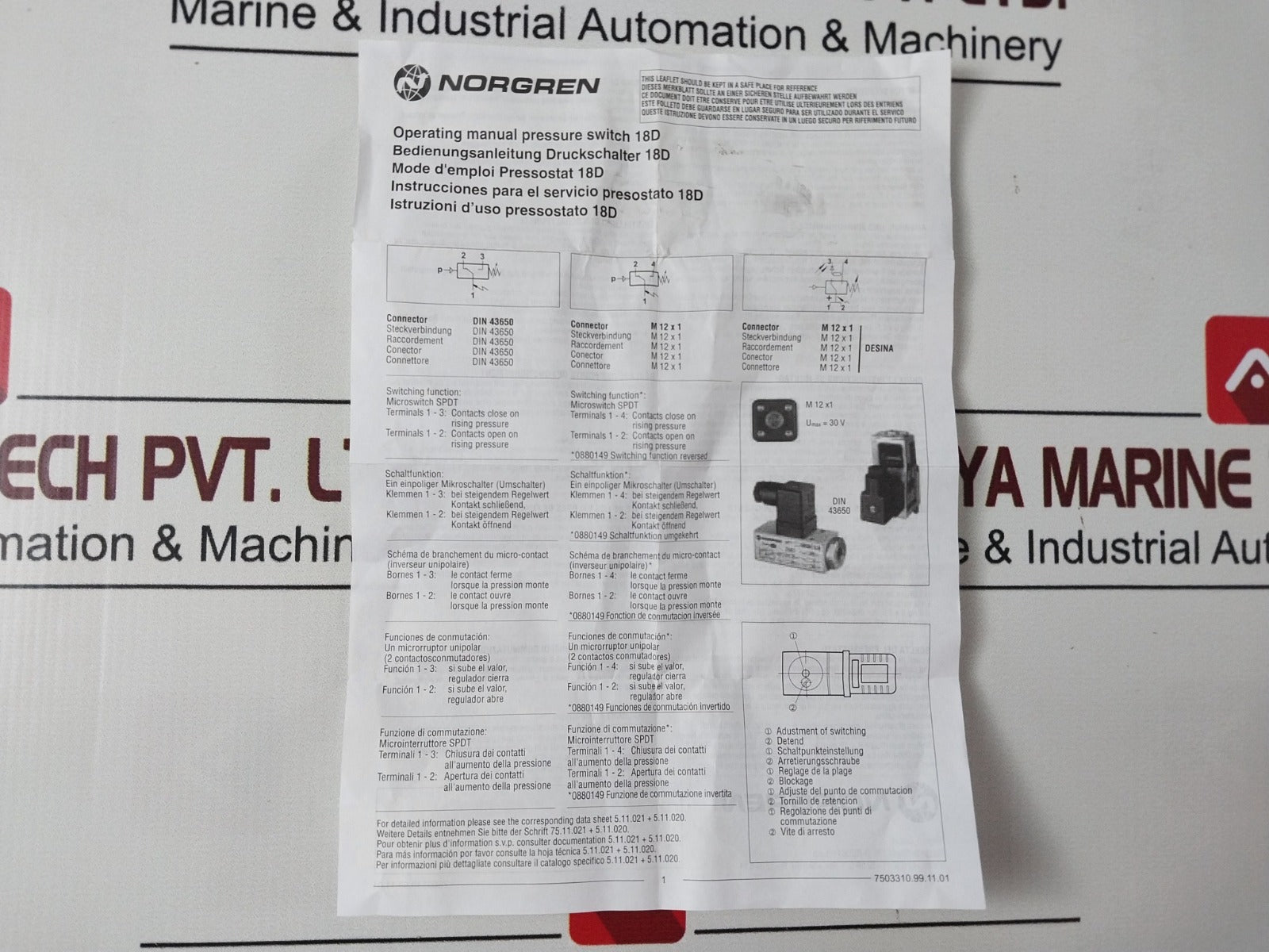 Imi Norgren 0882100 Pressure Switch 5…70 [Bar]