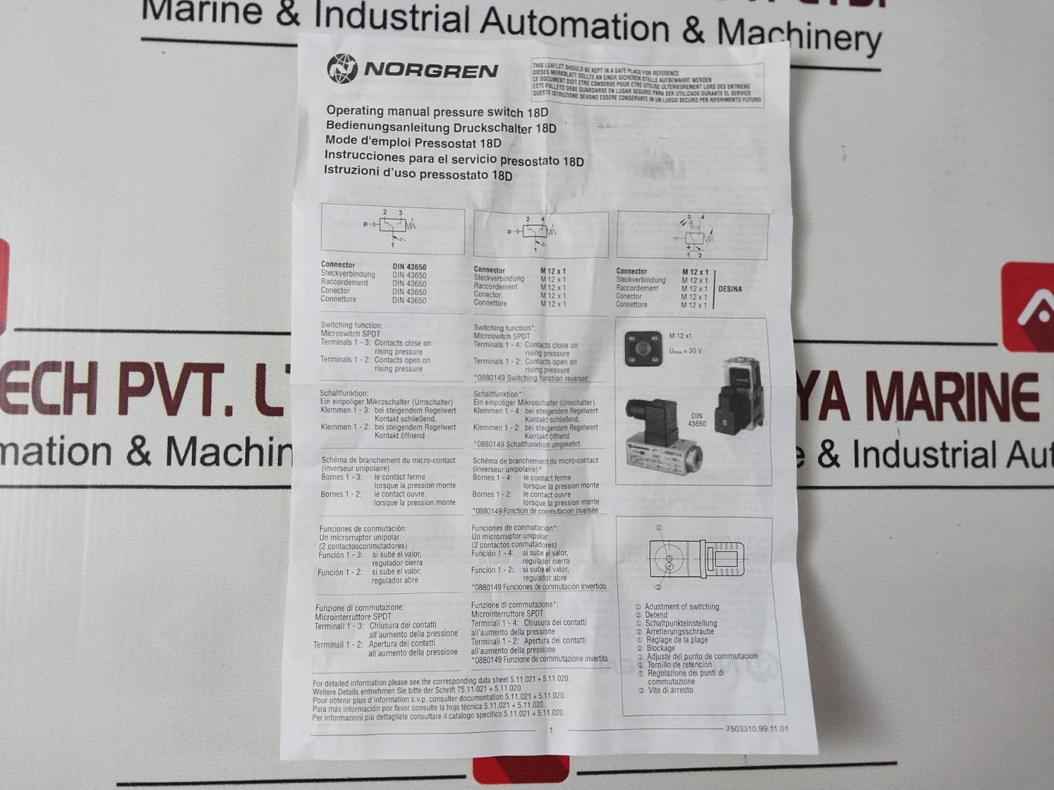 Imi Norgren 0882100 Pressure Switch 5…70 [Bar]