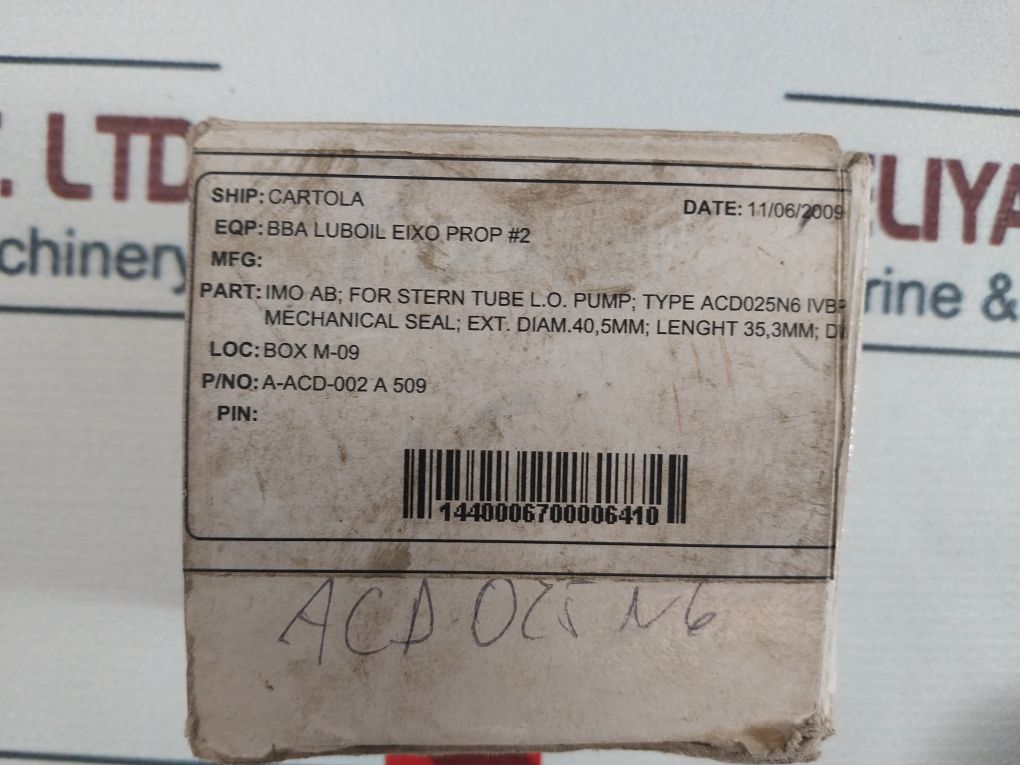 Imo 190848 T025 Ur2 Bmv Mechanical Shaft Seal