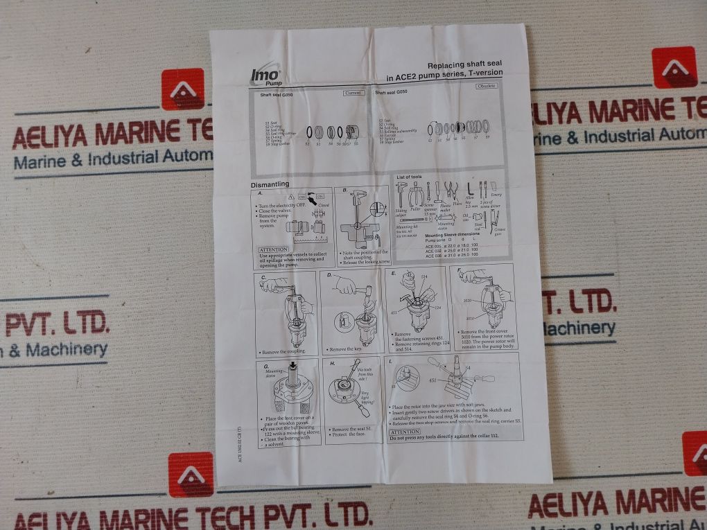 Imo Ace 025X2 Xtxx G053 Replacing Shaft Seal Minor Kit