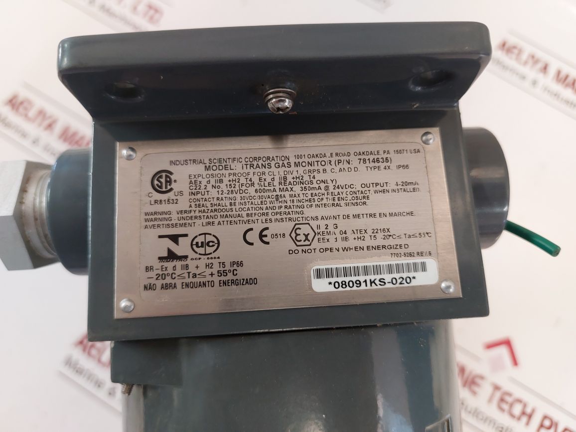 Industrial Scientific Itrans Gas Monitor 7814635 With 7702-2606