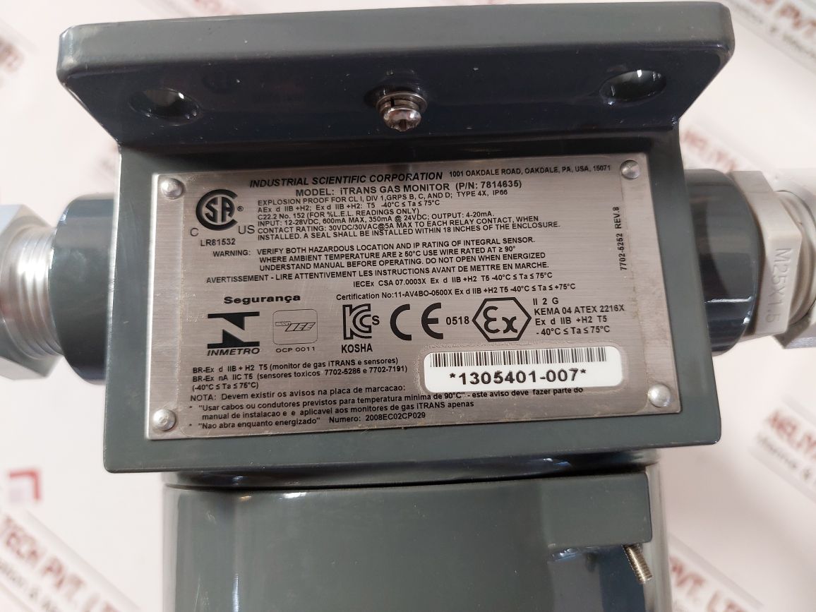 Industrial Scientific Itrans Gas Monitor 7814635 With Itrans H2S Sensor With Box