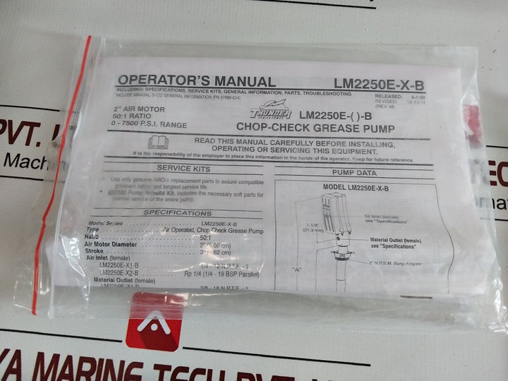 Ingersoll-rand Lm2250E-21-b Grease Pump Set
