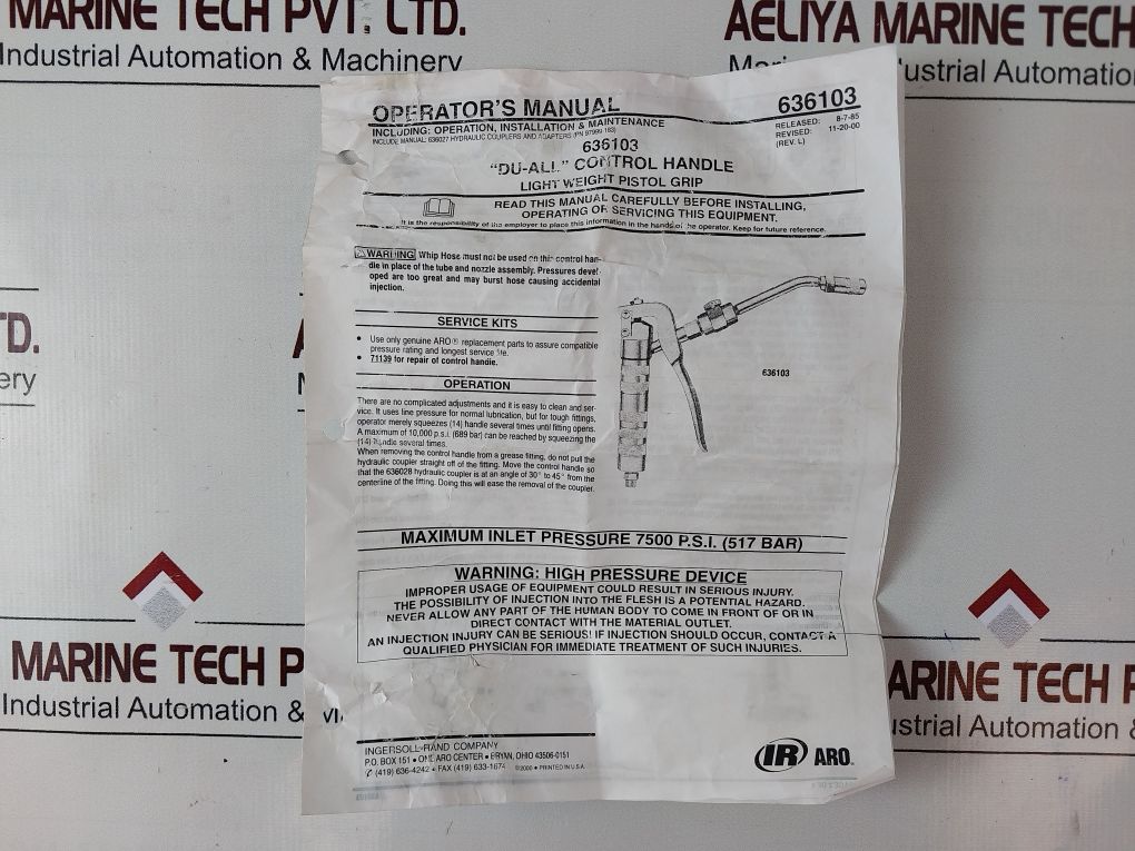 Ingersoll-rand Lm2350E-21-b Pneumatic Air Grease Pump Set