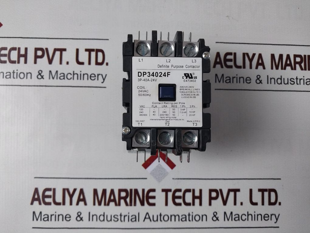 Irp Dp34024F Definite Purpose Contactor 3P-40A-24V