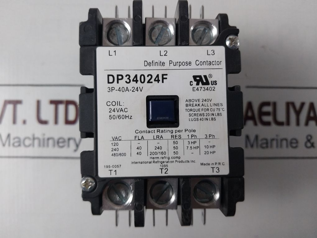 Irp Dp34024F Definite Purpose Contactor 3P-40A-24V